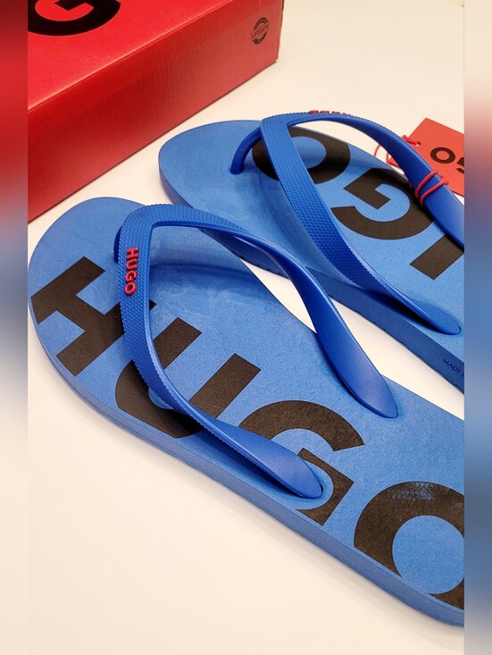 ??HUGO Blue Flip Flops✨️ with Black Logo?? main image 16